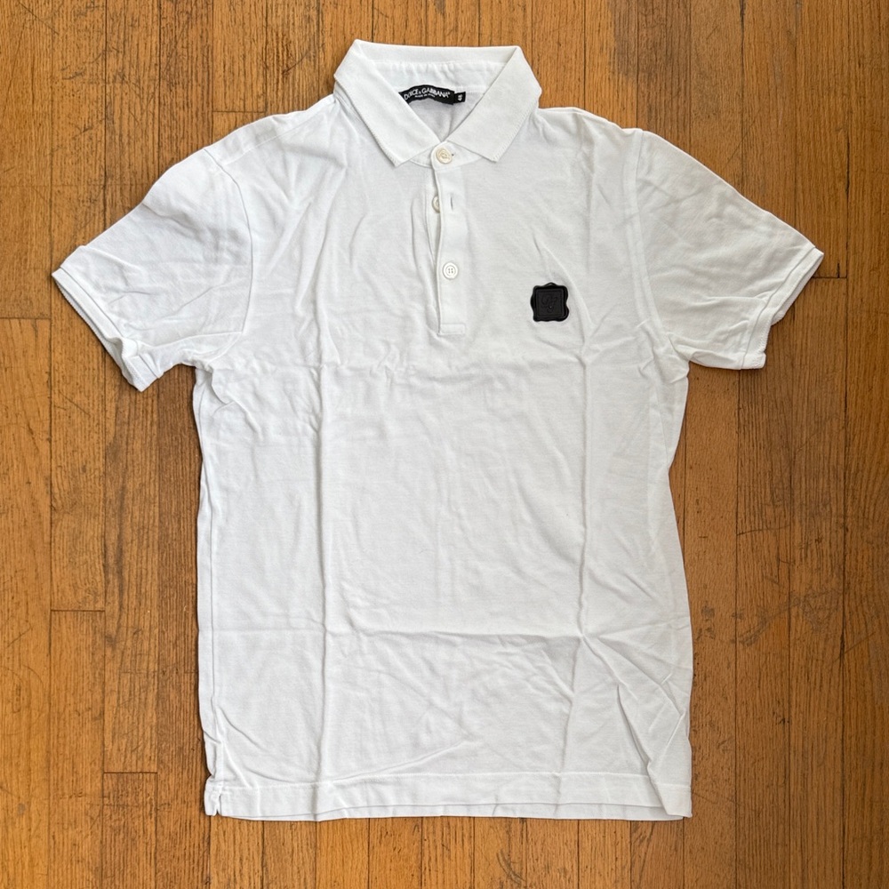 Dolce & Gabbana Men’s White Cotton Polo Shirt - Small
